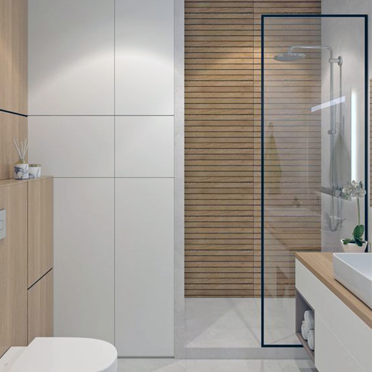 Paravan Duș Tip Walk-In, Mini - Black line, Sticlă, 800 x 1800 mm