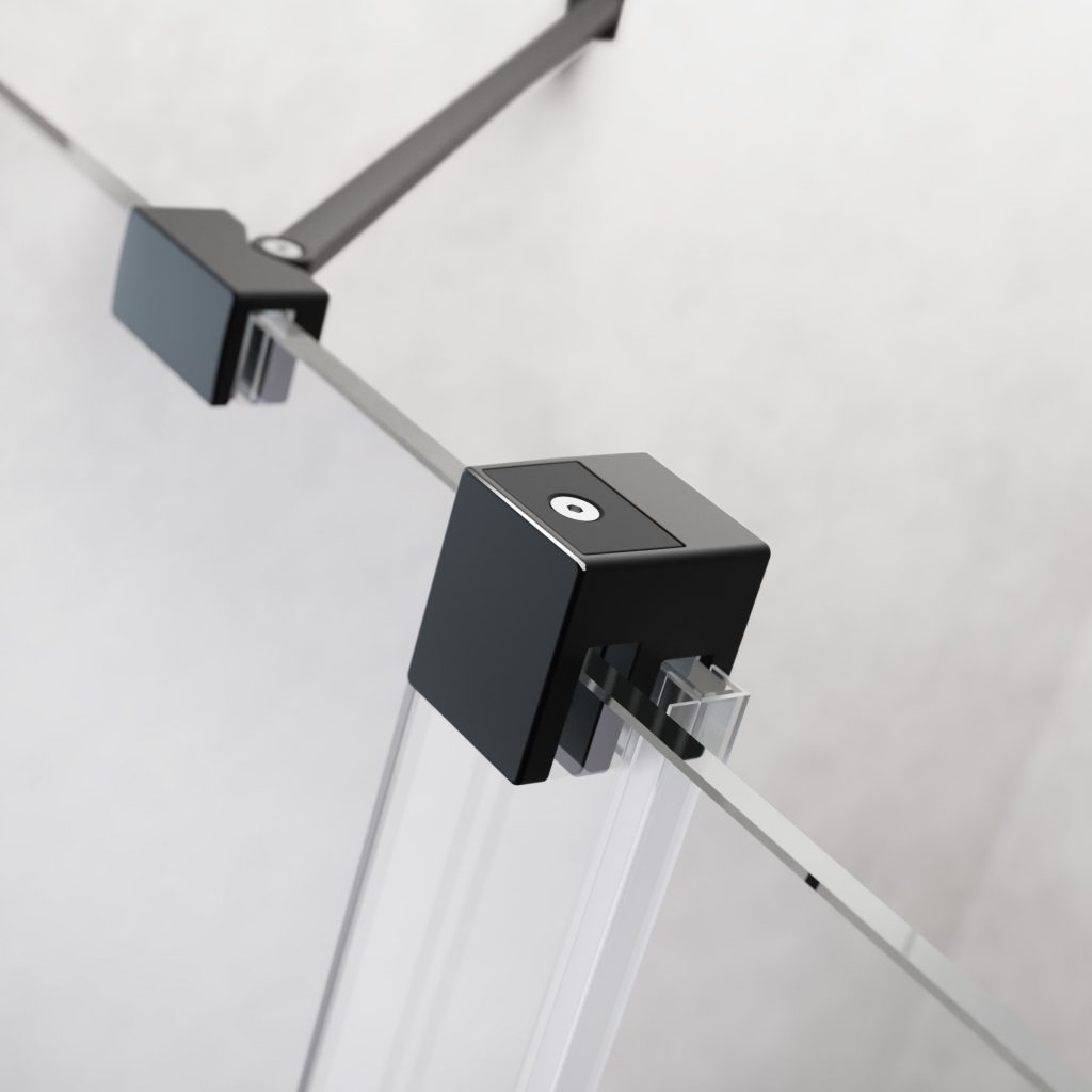 Cabină de Duș pătrată, Black line, pe colț, Ușă Culisantă, Sticlă Securizată, 8 mm, Alice, 900 x 900 mm - imagine 6