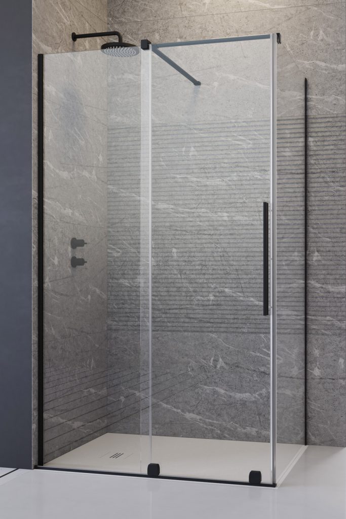 Cabină Duș pătrată, Black line, Ușă culisantă, Sticlă Securizată, 8 mm, Zender, 1200 x 1200 mm - imagine 2